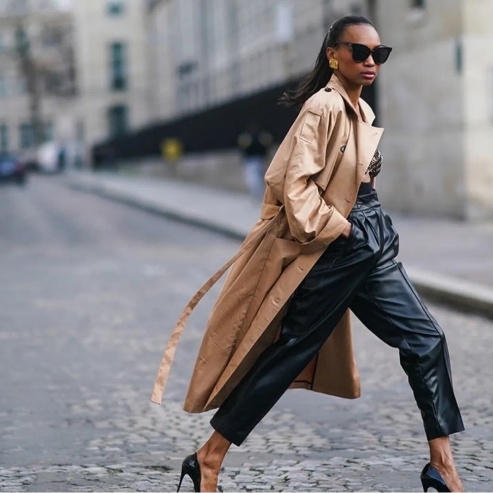 High Rise Faux Leather Pants